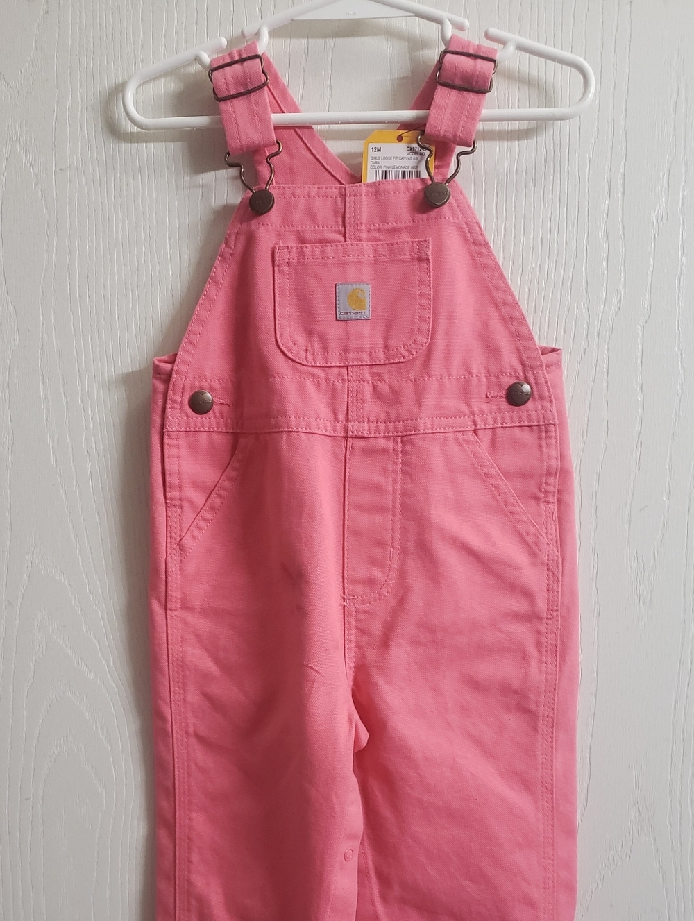 Carhartt Pink Toddler Overalls with Front Bib Pocket